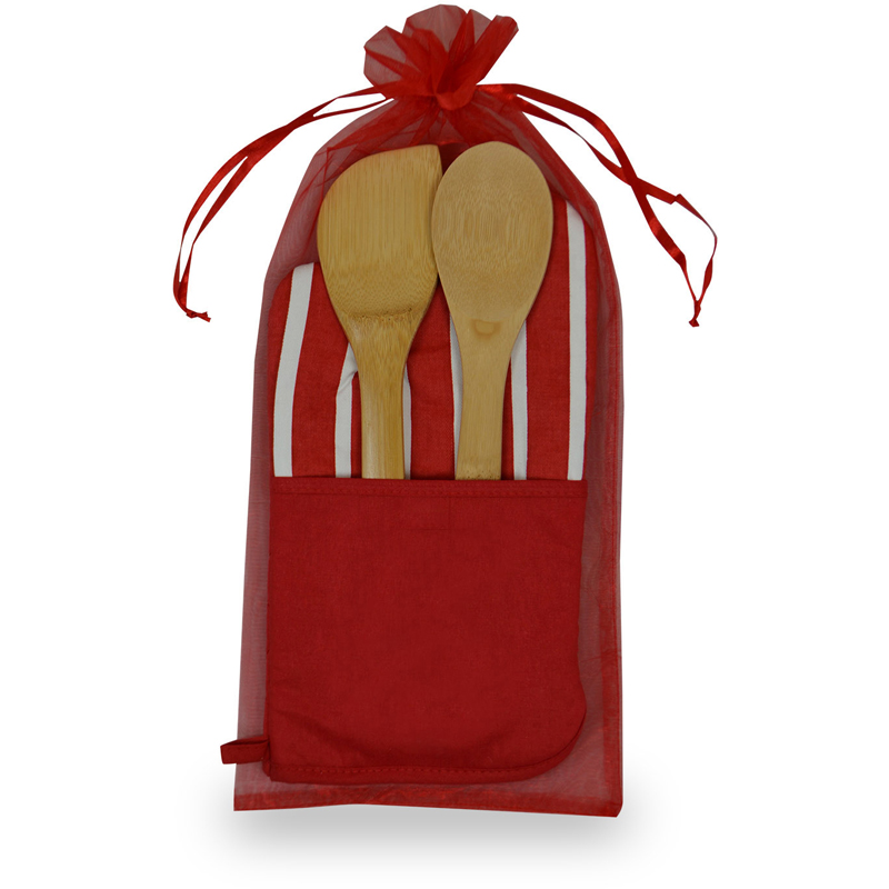 Chef'S Therma-Grip Striped Oven Mitt Bamboo Combo