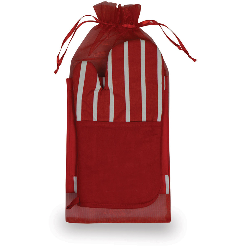 Chef'S Therma-Grip Striped Oven Mitt Striped Apron Combo